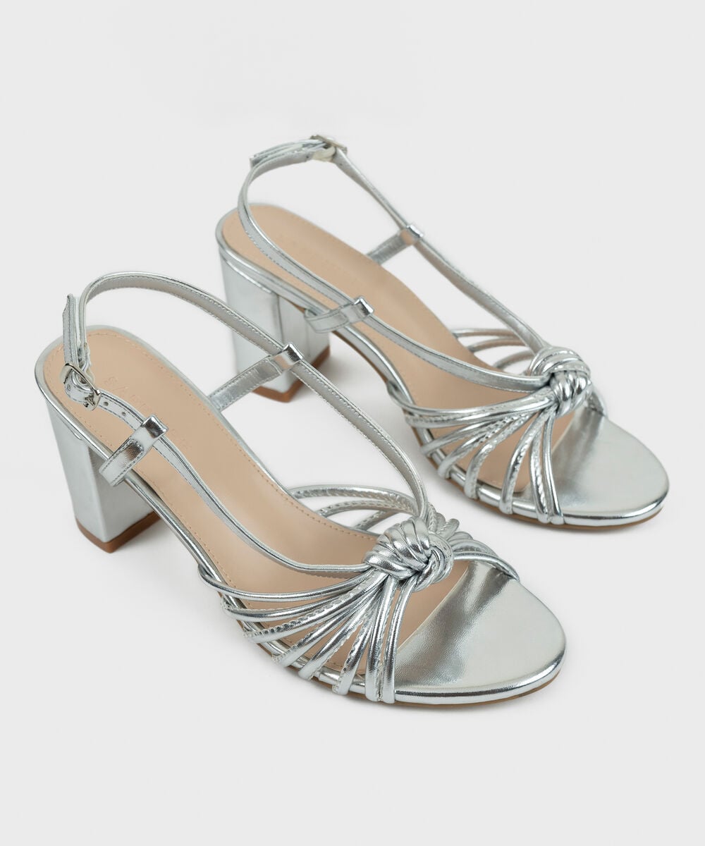 SILVER BLOCK HEEL — Sapphire