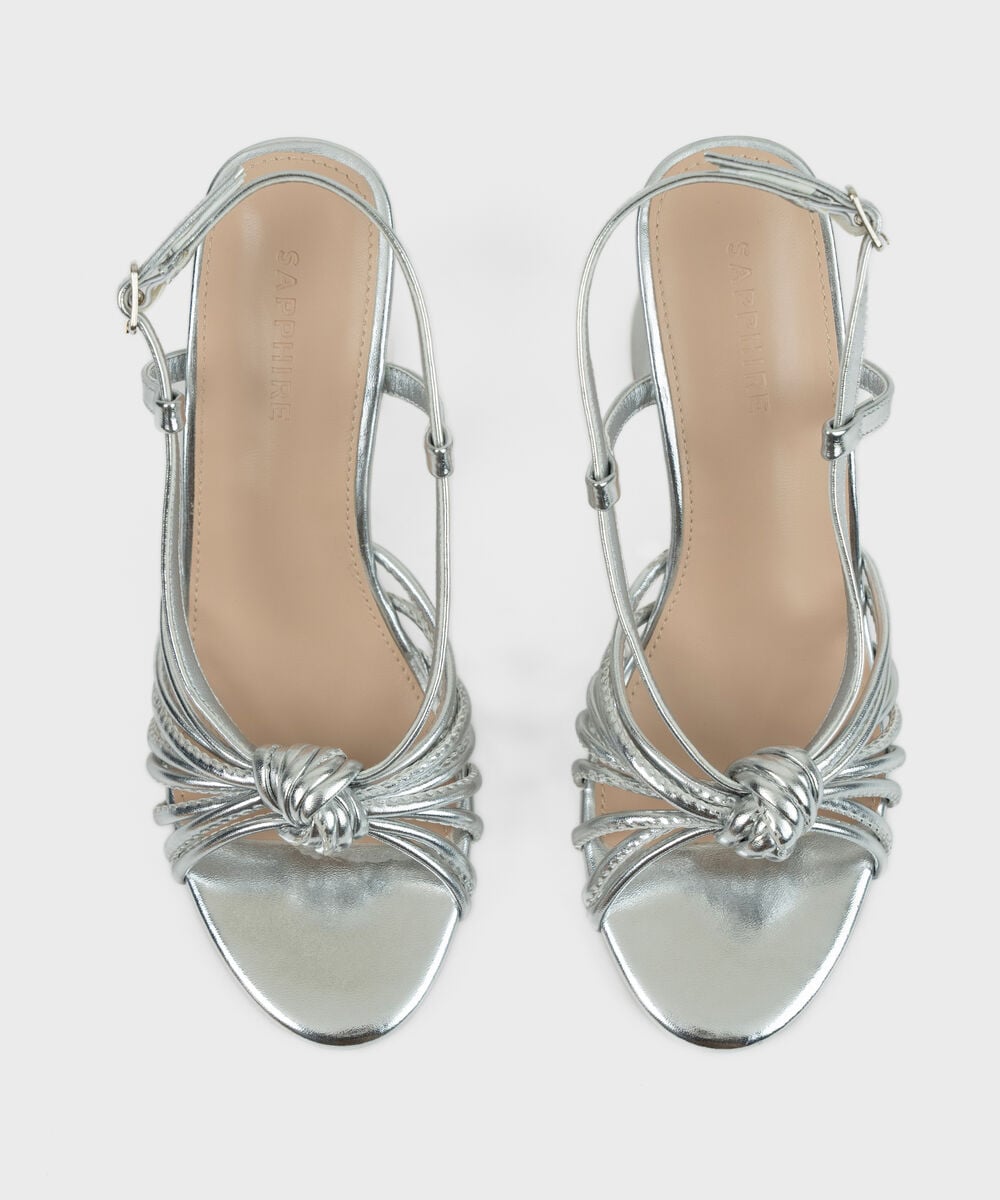 SILVER BLOCK HEEL — Sapphire view 3