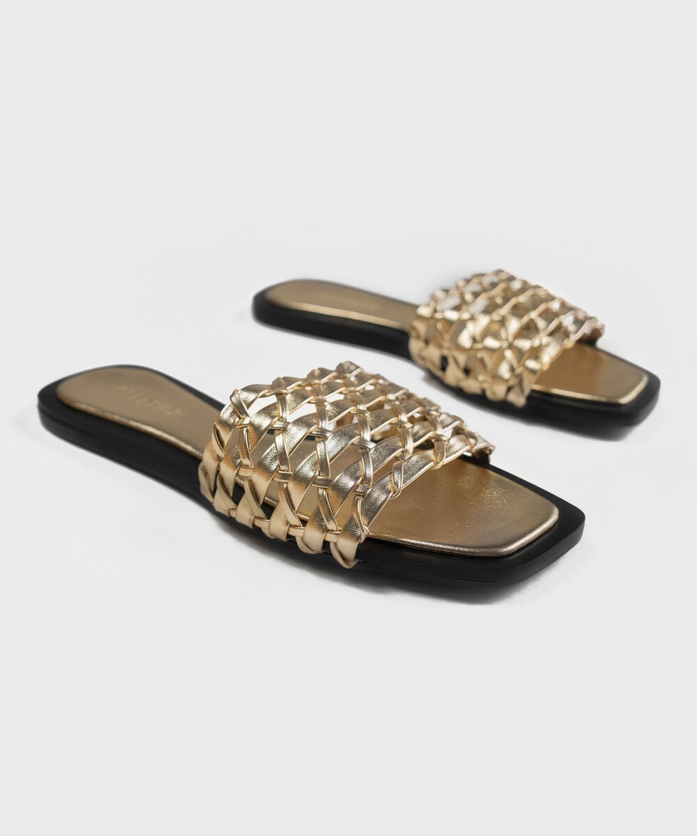 GOLD BRAIDED SANDALS — Sapphire view 3