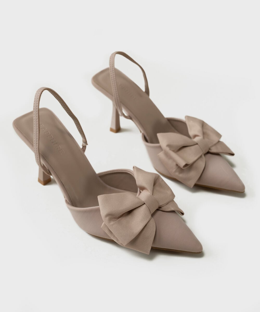Beige Slingback Heels — Sapphire