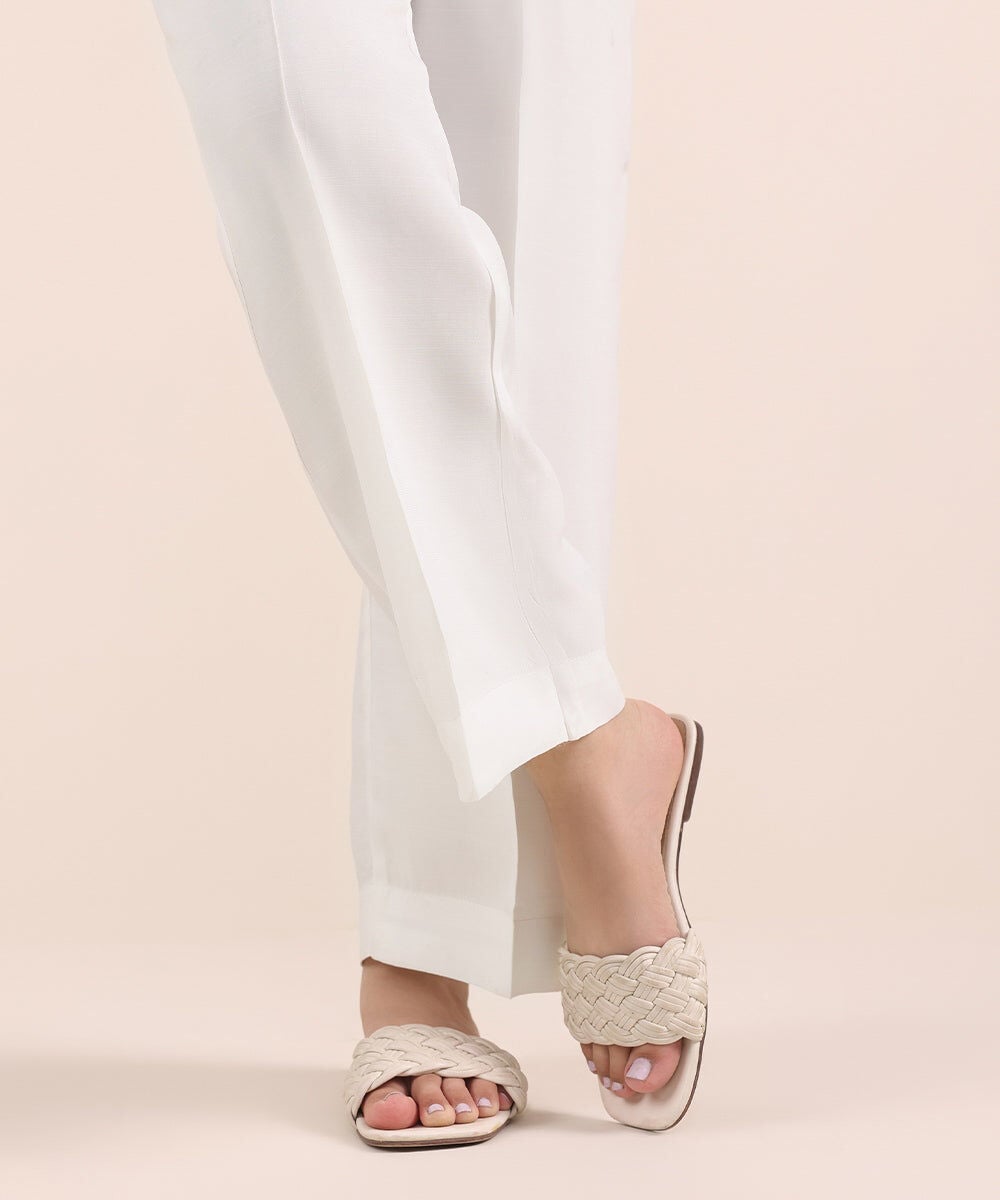 Raw Silk Straight Pants โ Sapphire view 3