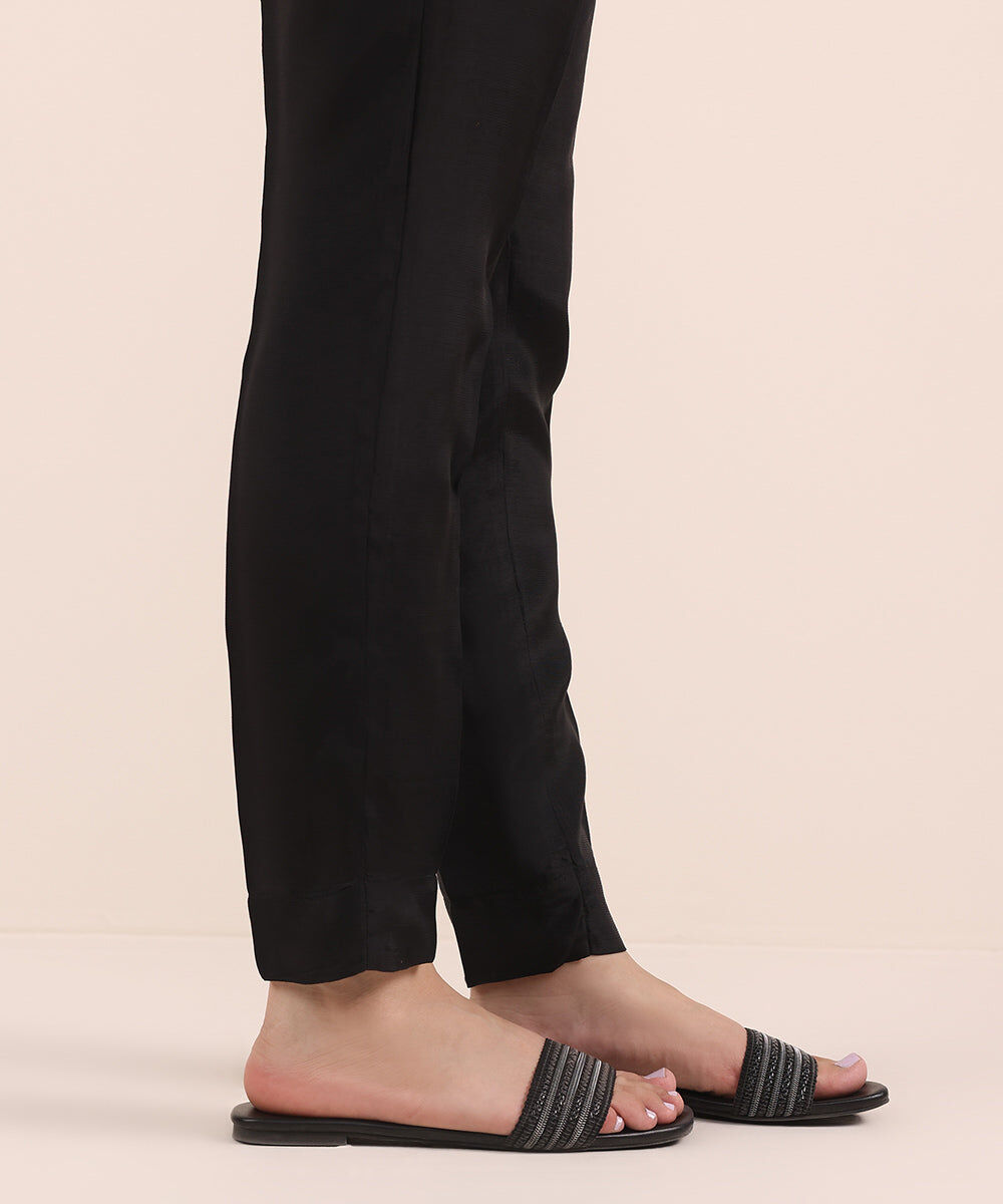 Raw Silk Cigarette Pants — Sapphire view 3