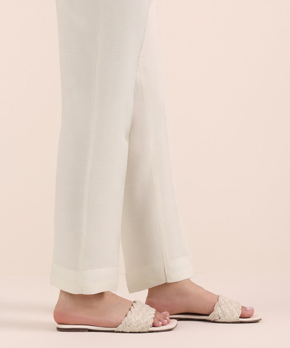 Raw Silk Cigarette Pants — Sapphire view 3