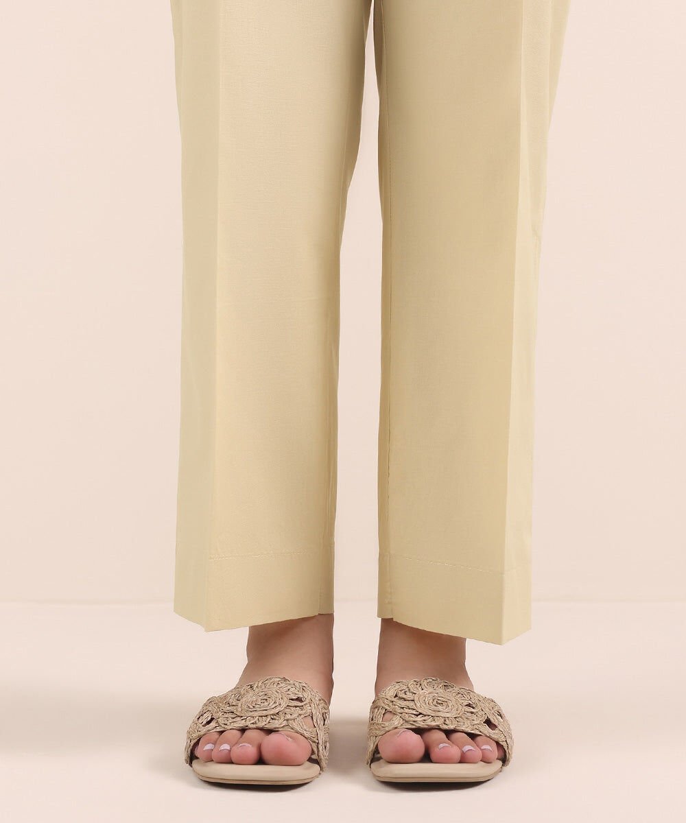 Solid Cambric Straight Pants — Sapphire