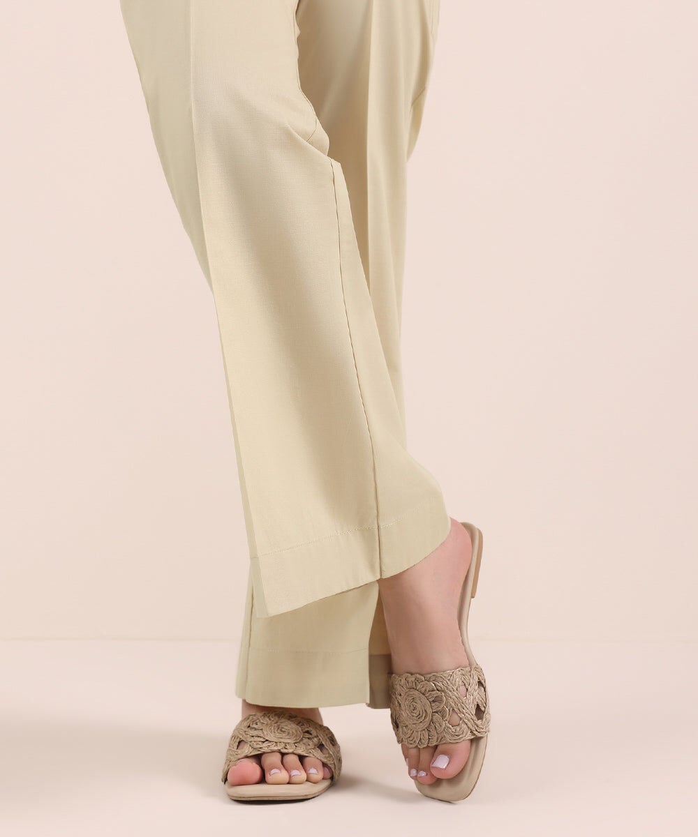 Solid Cambric Boot-Cut Pants — Sapphire