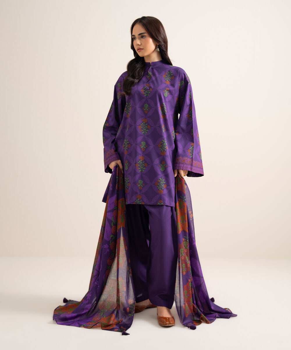 3 Piece - Printed Lawn Suit — Sapphire