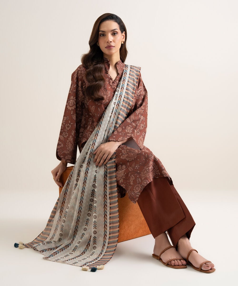 3 Piece - Printed Lawn Suit — Sapphire