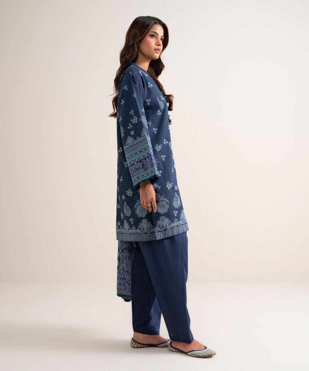 3 Piece - Printed Lawn Suit — Sapphire view 3