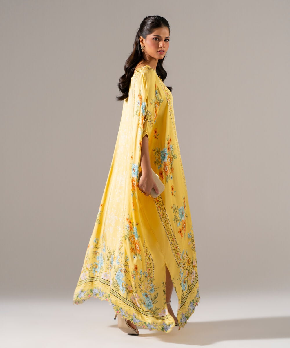 Printed Charmeuse Kaftan โ Sapphire view 3