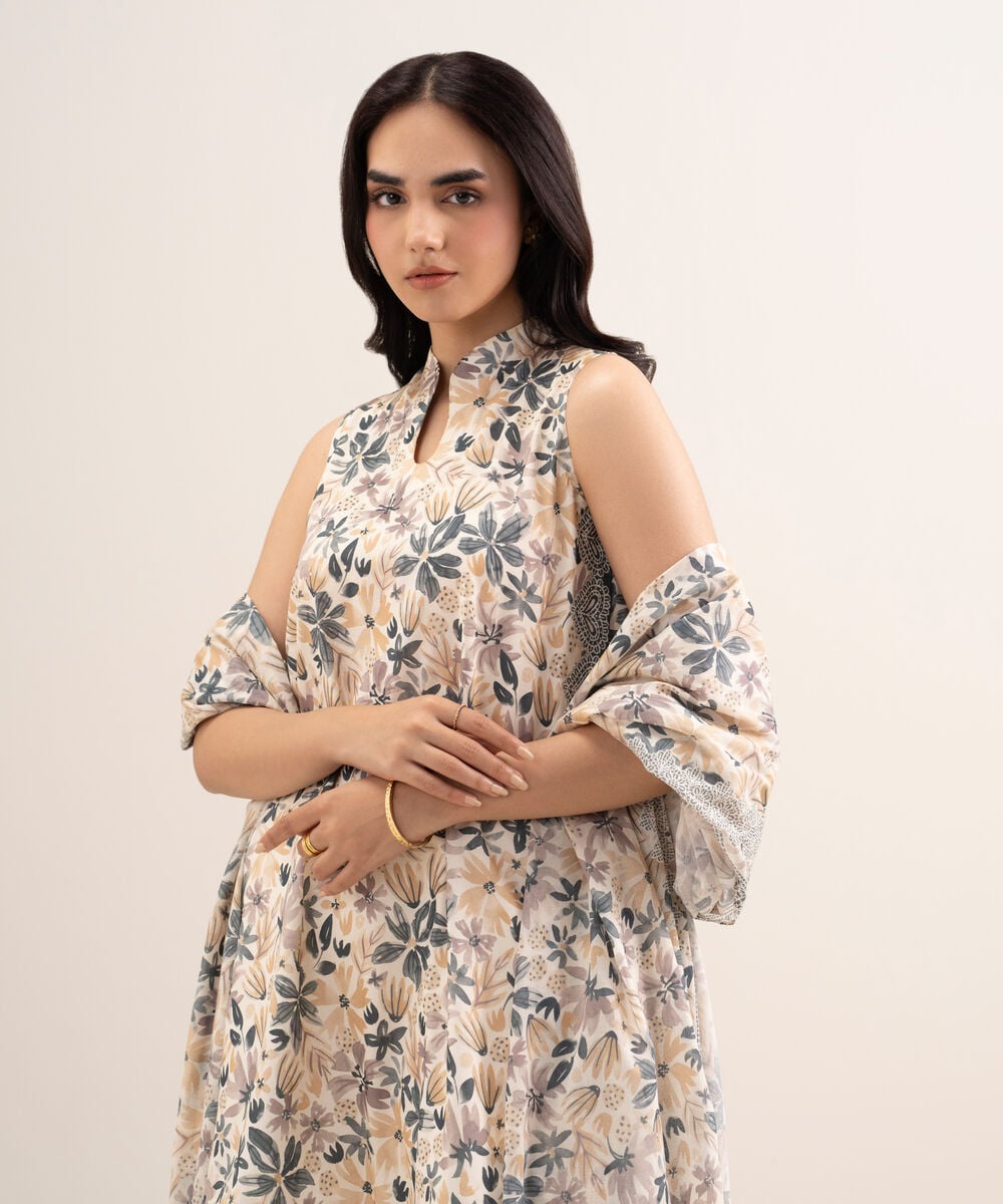 3 Piece - Printed Lawn Suit — Sapphire
