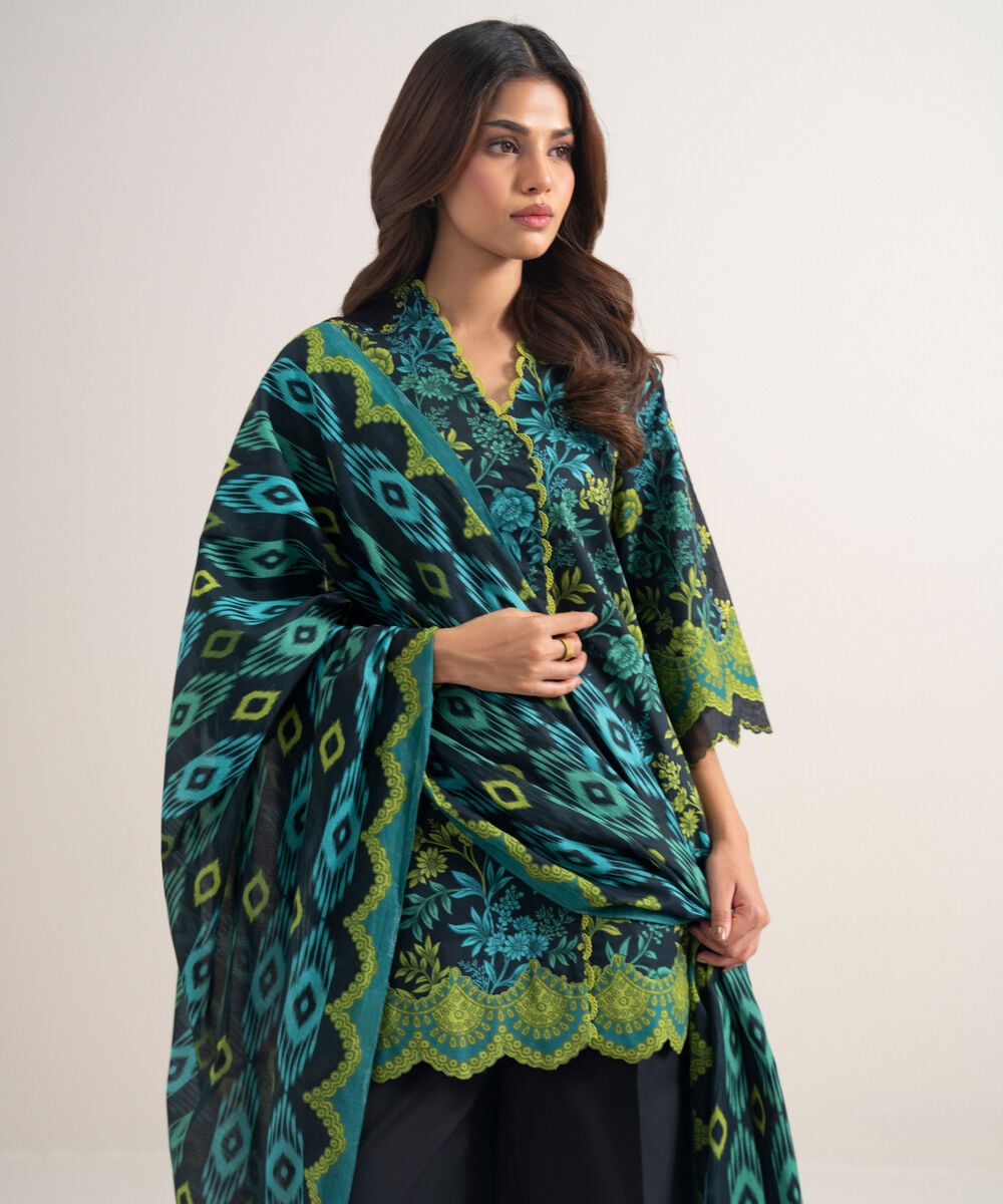 2 Piece - Embroidered Lawn Suit — Sapphire