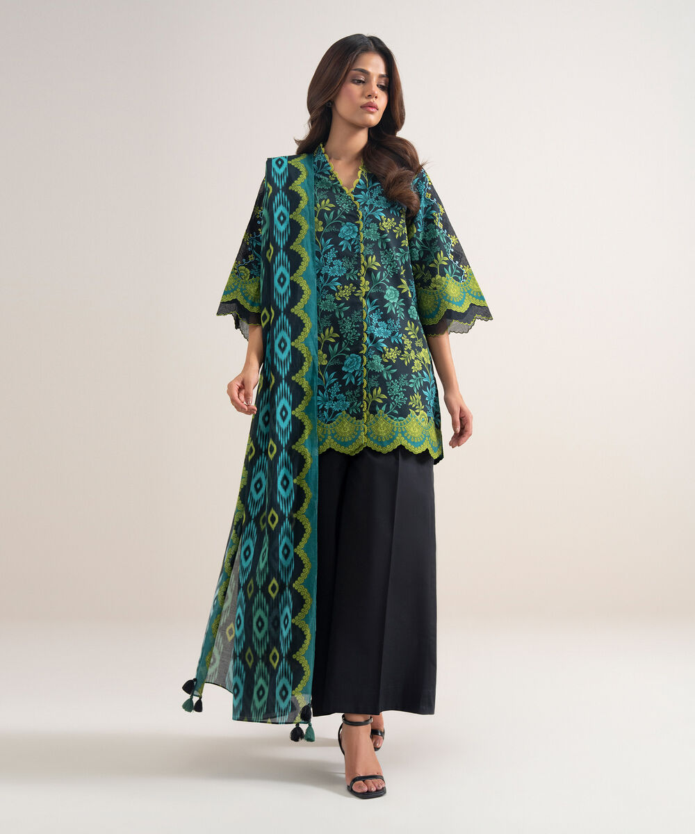 2 Piece - Embroidered Lawn Suit — Sapphire view 3