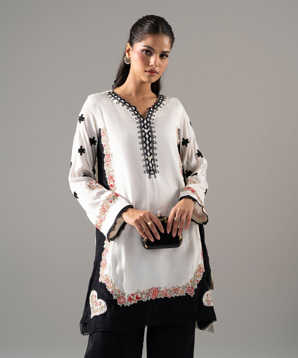 2 Piece - Embroidered Thai Silk Suit — Sapphire