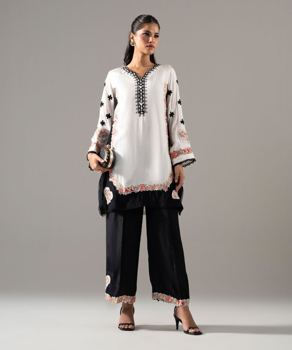 2 Piece - Embroidered Thai Silk Suit โ Sapphire view 3