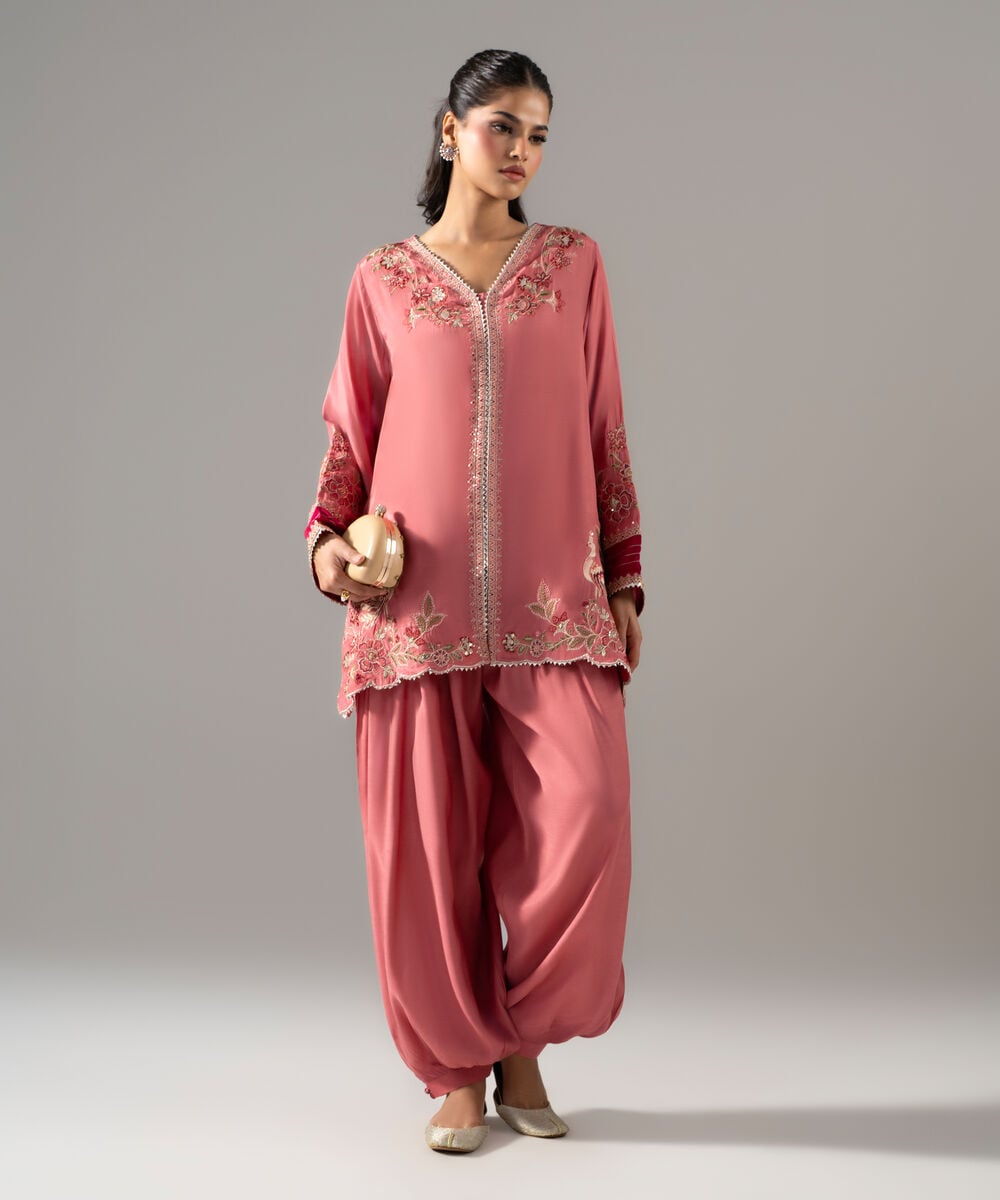 2 Piece - Embroidered Thai Silk Suit — Sapphire