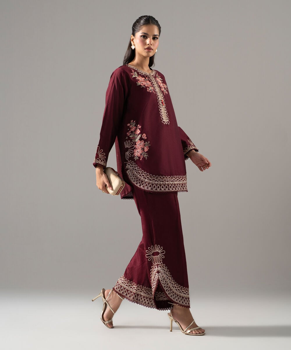 2 Piece - Embroidered Cotton Net Suit — Sapphire view 3
