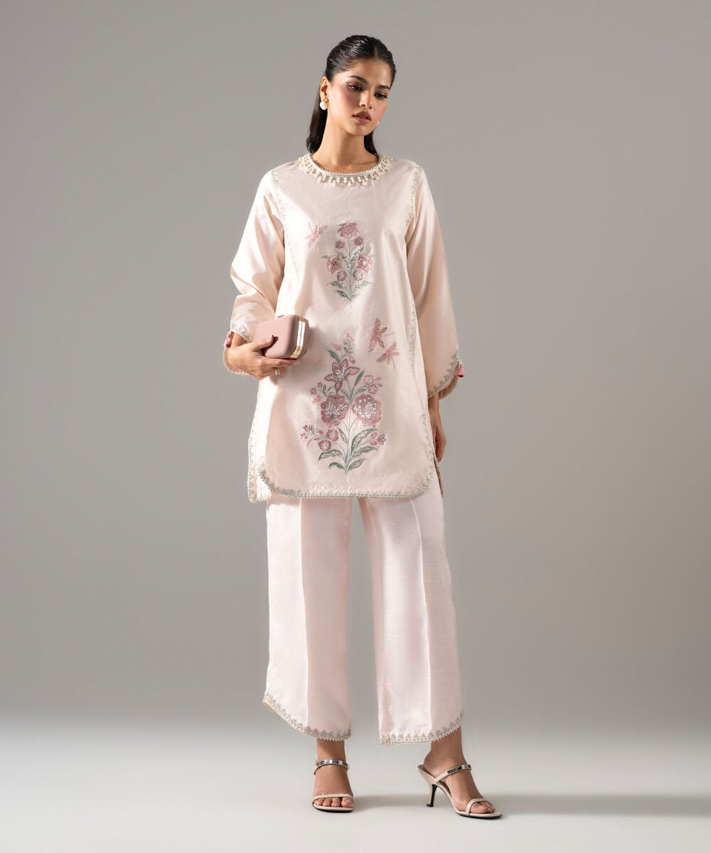 2 Piece - Embroidered Cotton Net Suit — Sapphire