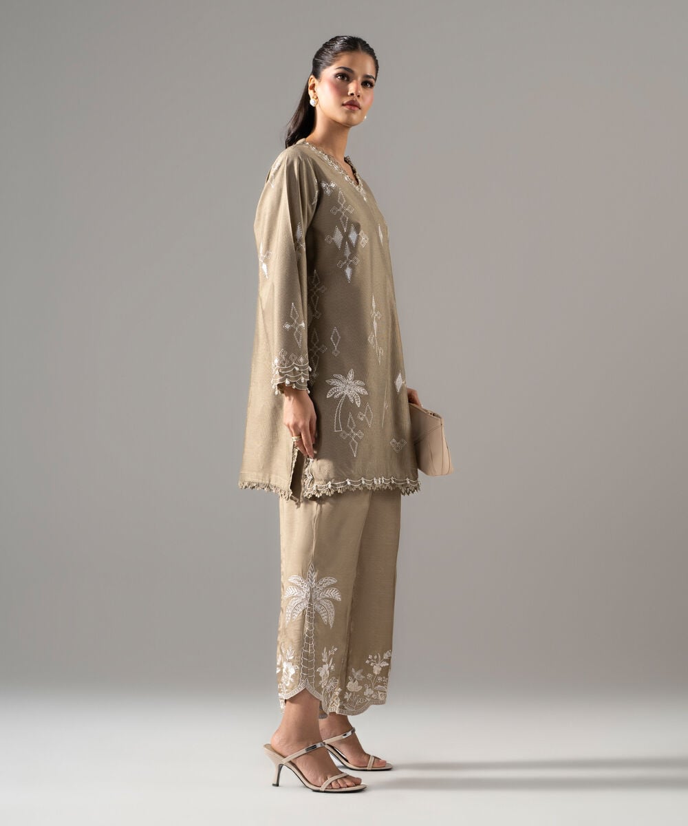 2 Piece - Embroidered Cotton Net Suit โ Sapphire view 3