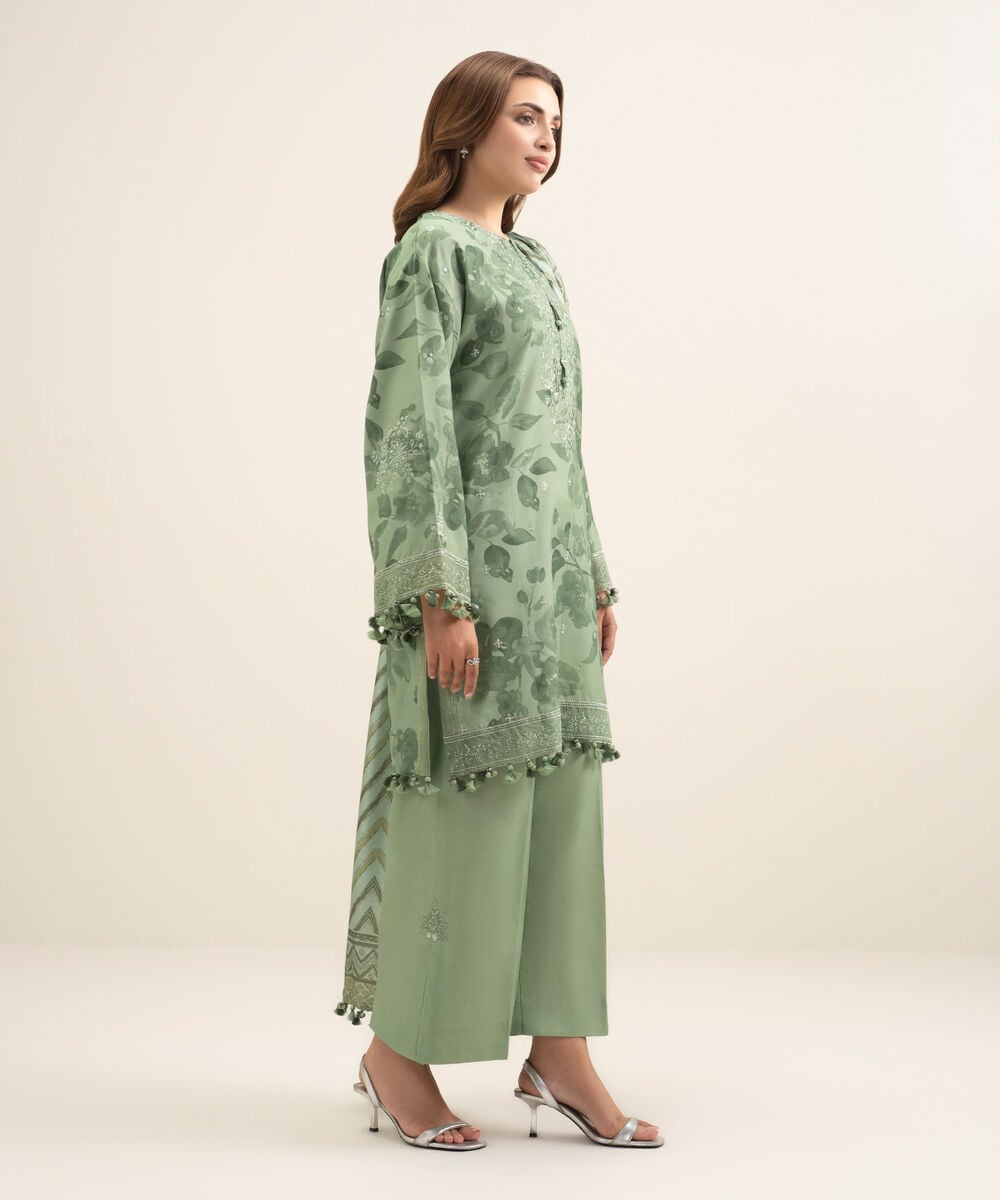 3 Piece - Embroidered Cotton Viscose Suit โ Sapphire view 3
