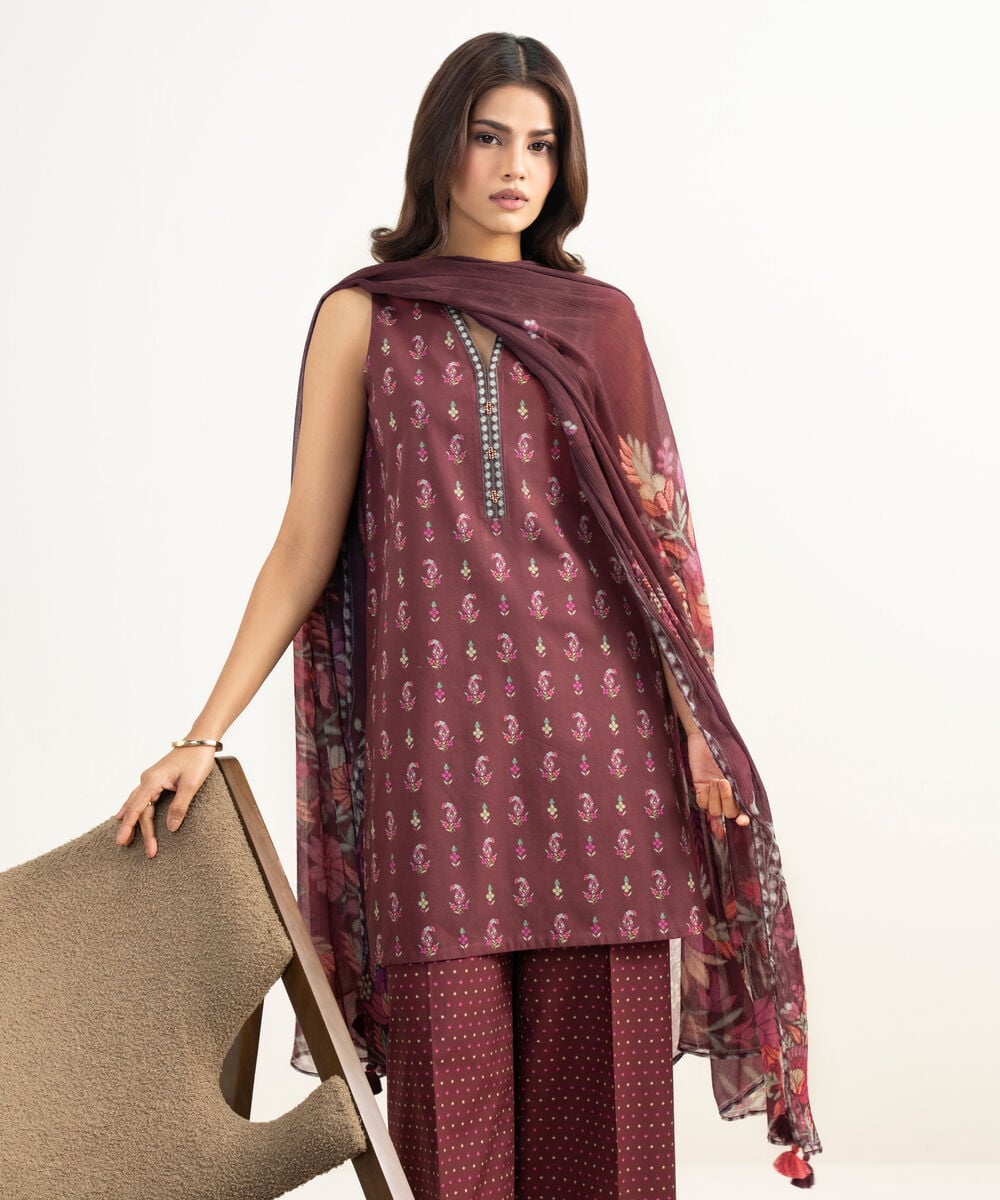 3 Piece - Printed Lawn Suit โ Sapphire view 3