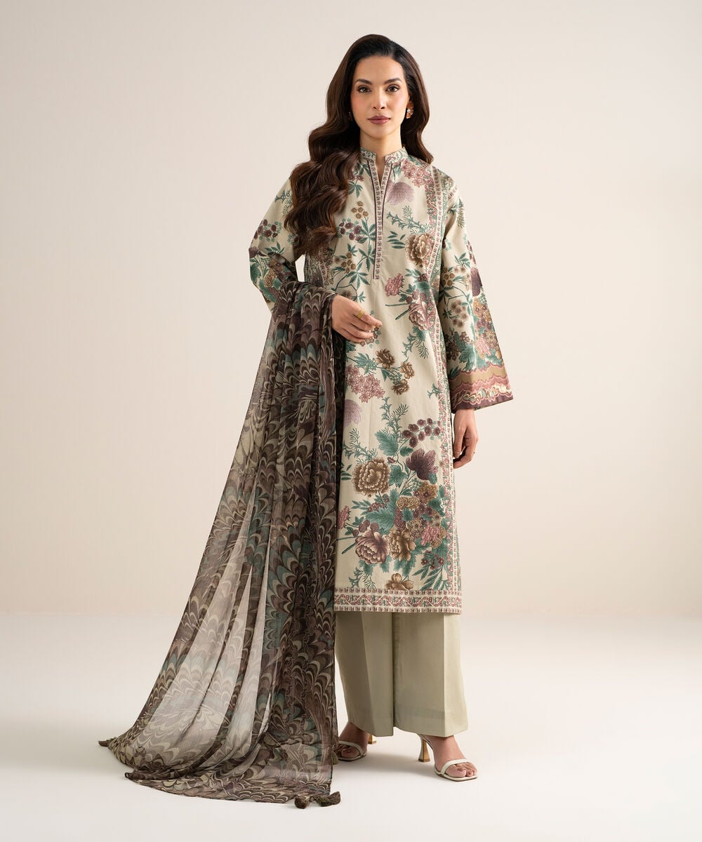 3 Piece - Printed Cotton Suit — Sapphire