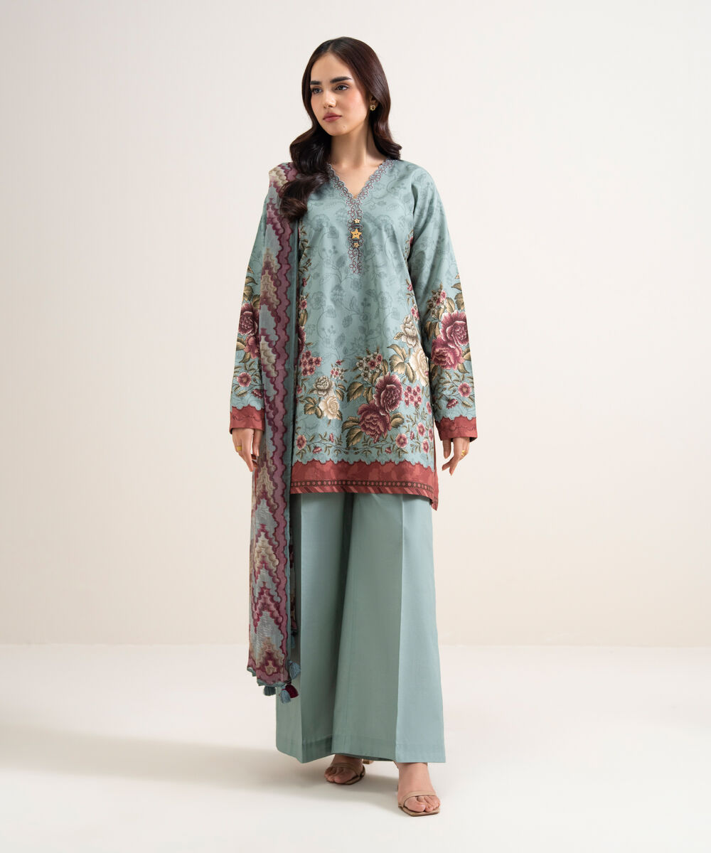 3 Piece - Printed Cotton Suit — Sapphire view 3