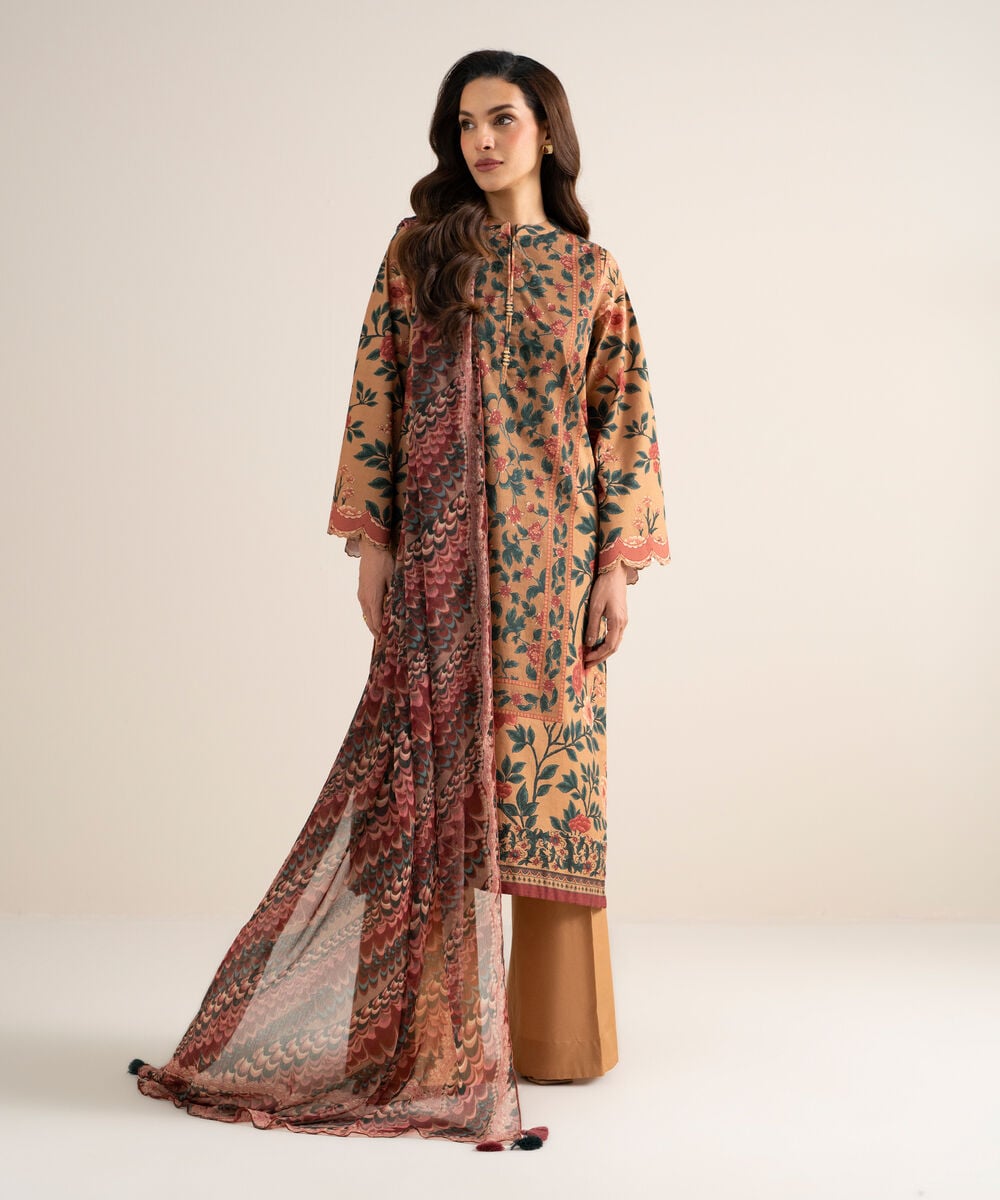 3 Piece - Printed Cotton Suit — Sapphire view 3