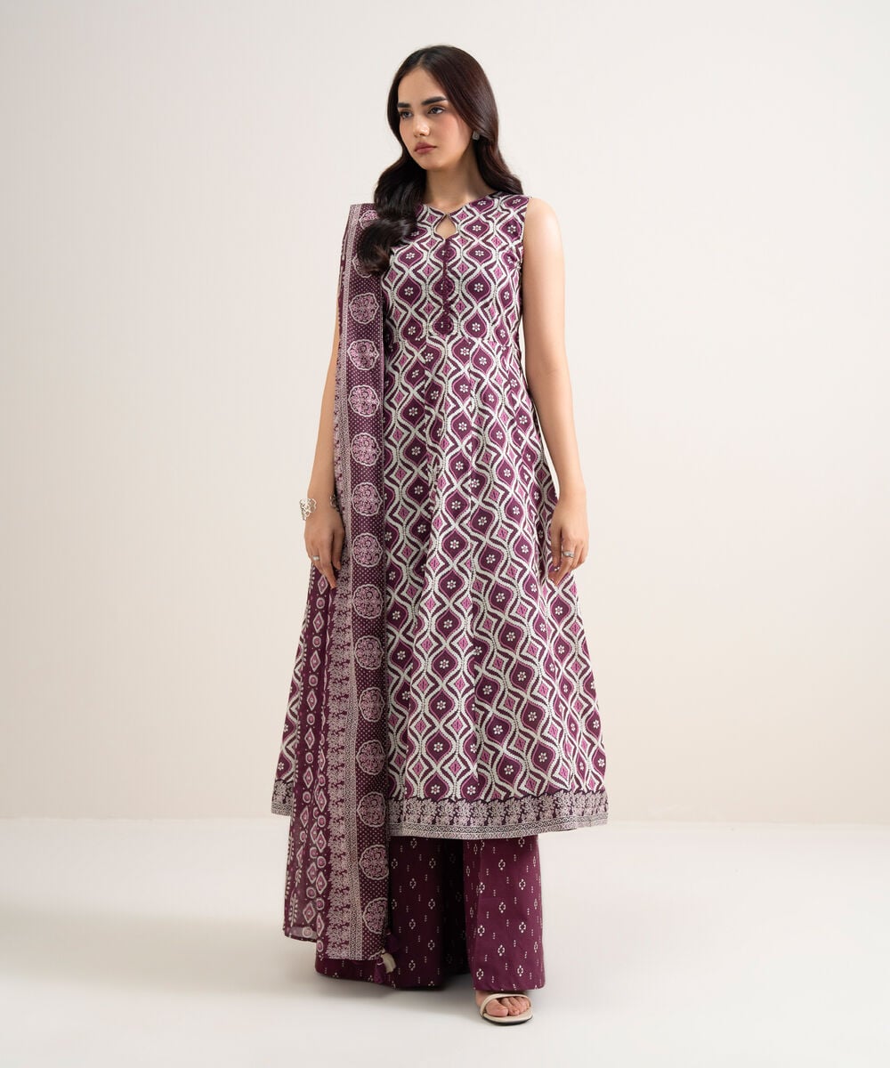 3 Piece - Printed Lawn Suit — Sapphire