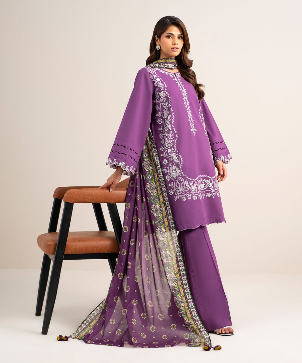 3 Piece - Embroidered Lawn Suit — Sapphire