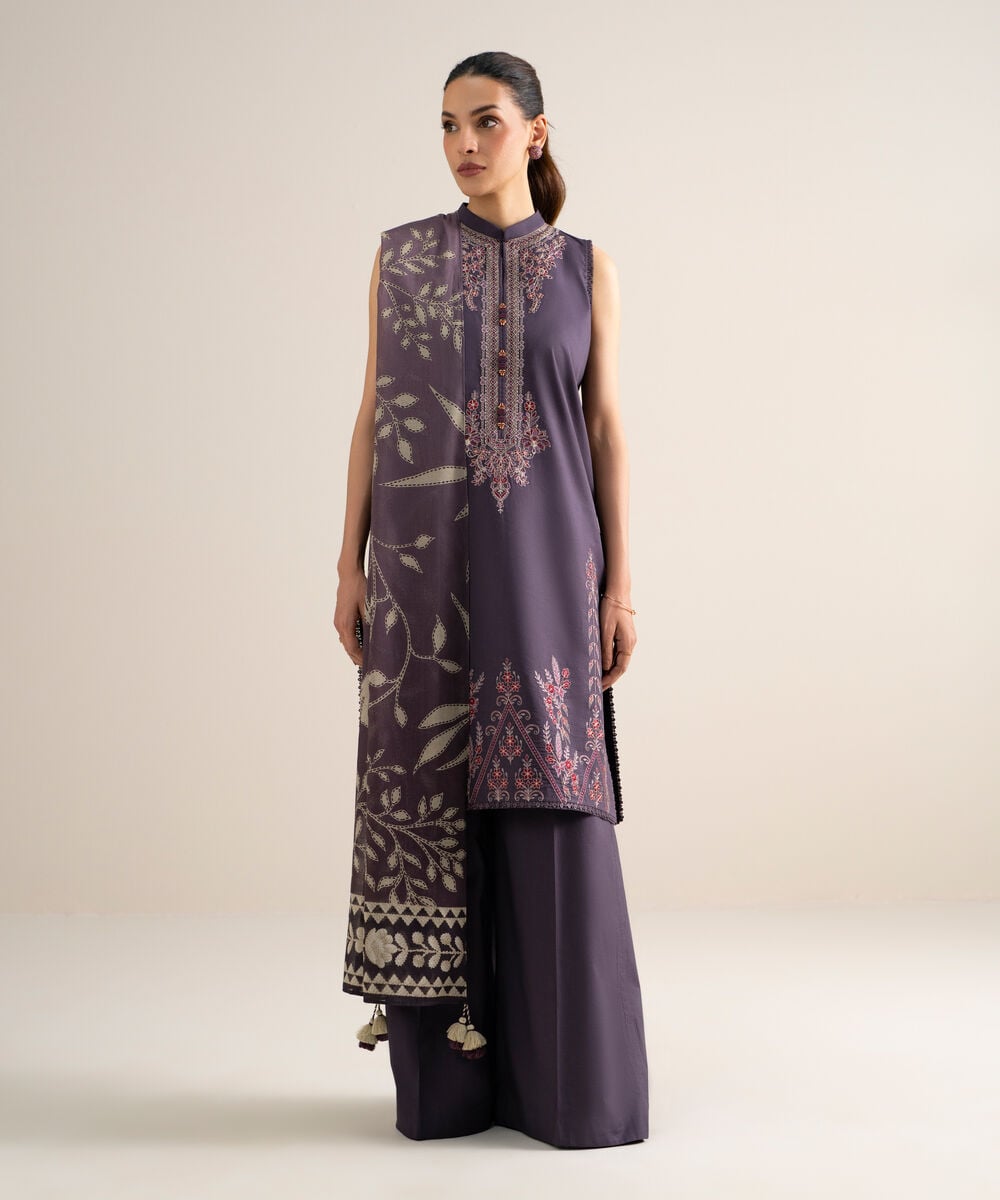 3 Piece - Embroidered Lawn Suit — Sapphire