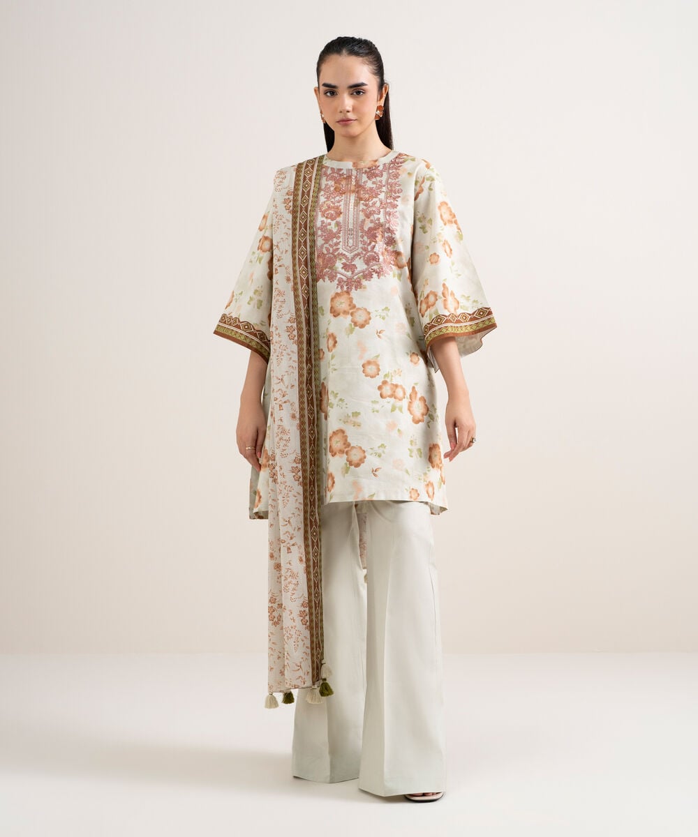 3 Piece - Embroidered Lawn Suit — Sapphire