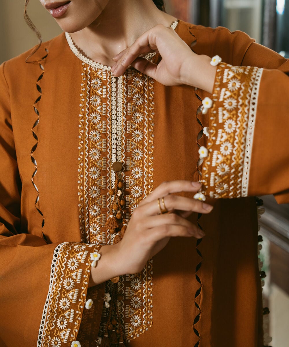 3 Piece - Embroidered Cotton Suit — Sapphire view 3