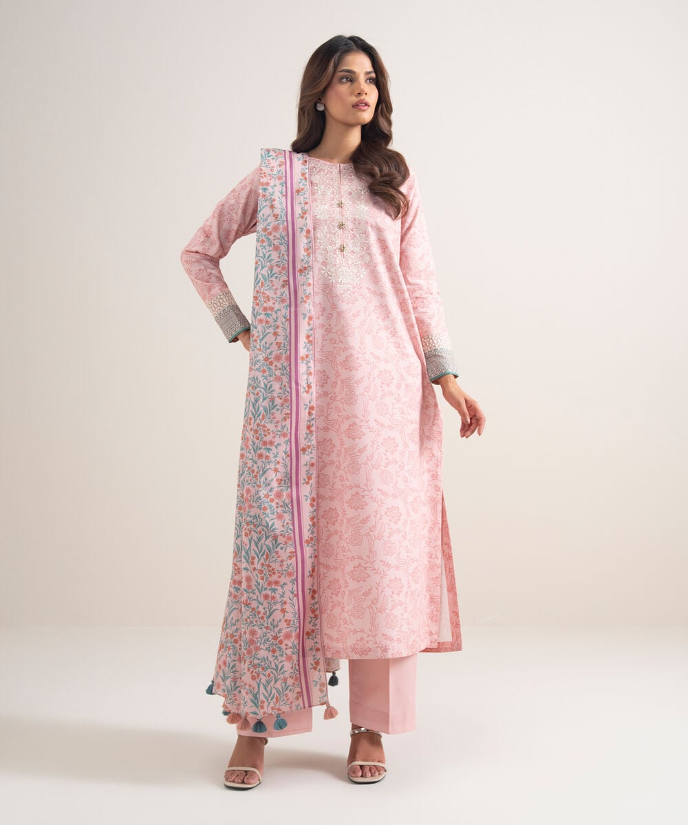 3 Piece - Embroidered Lawn Suit — Sapphire