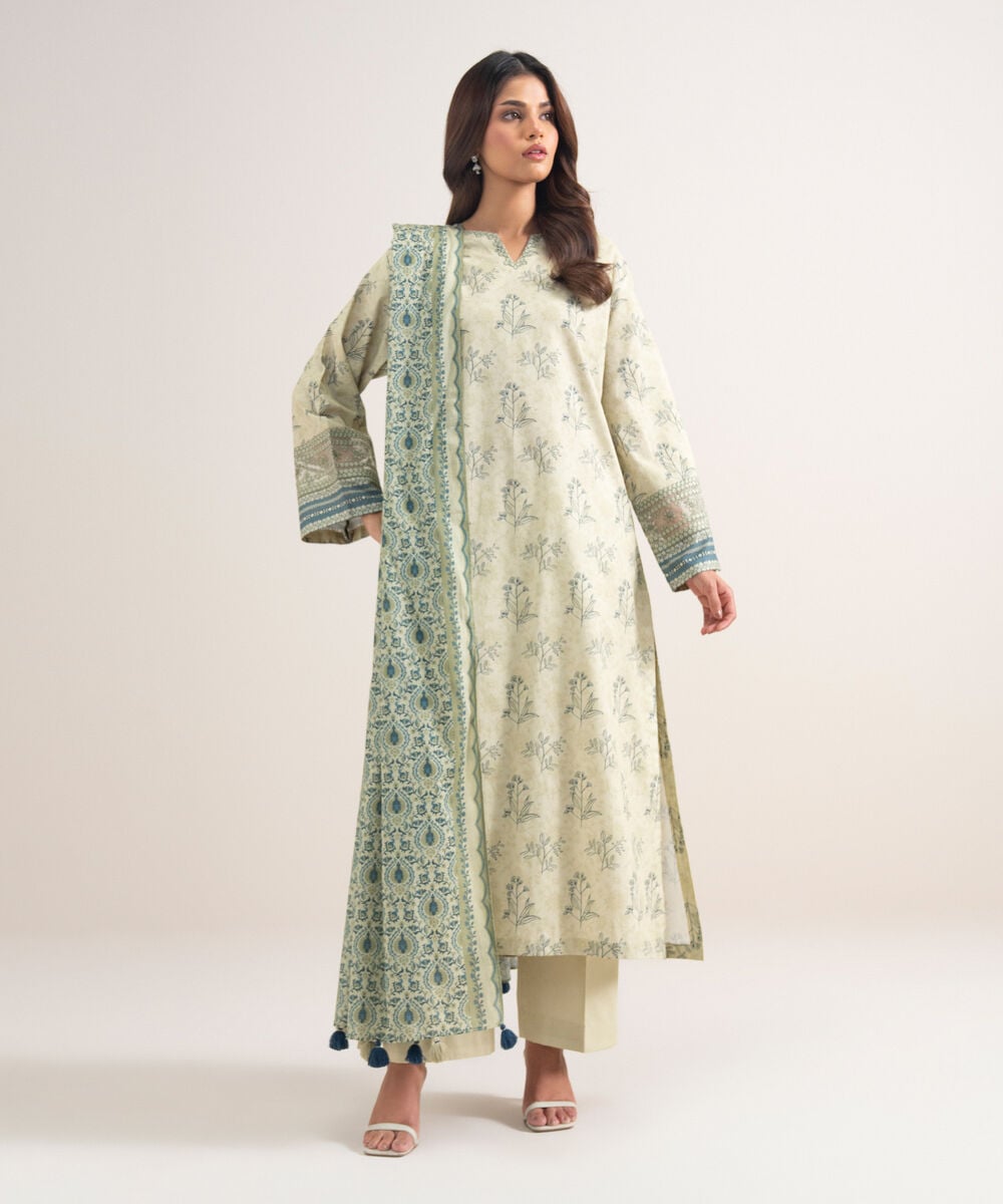 3 Piece - Embroidered Lawn Suit — Sapphire
