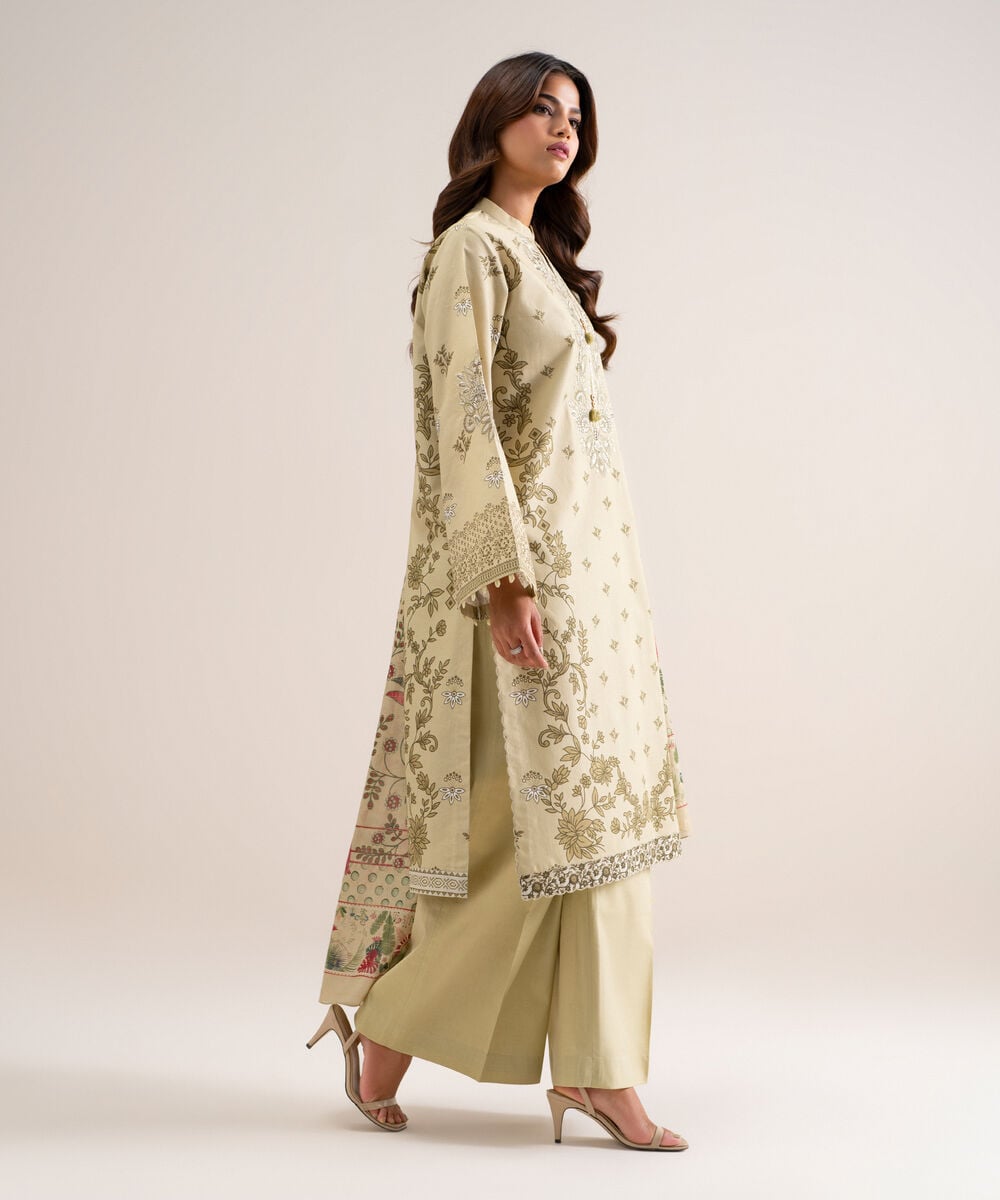 3 Piece - Embroidered Cotton Suit — Sapphire view 3
