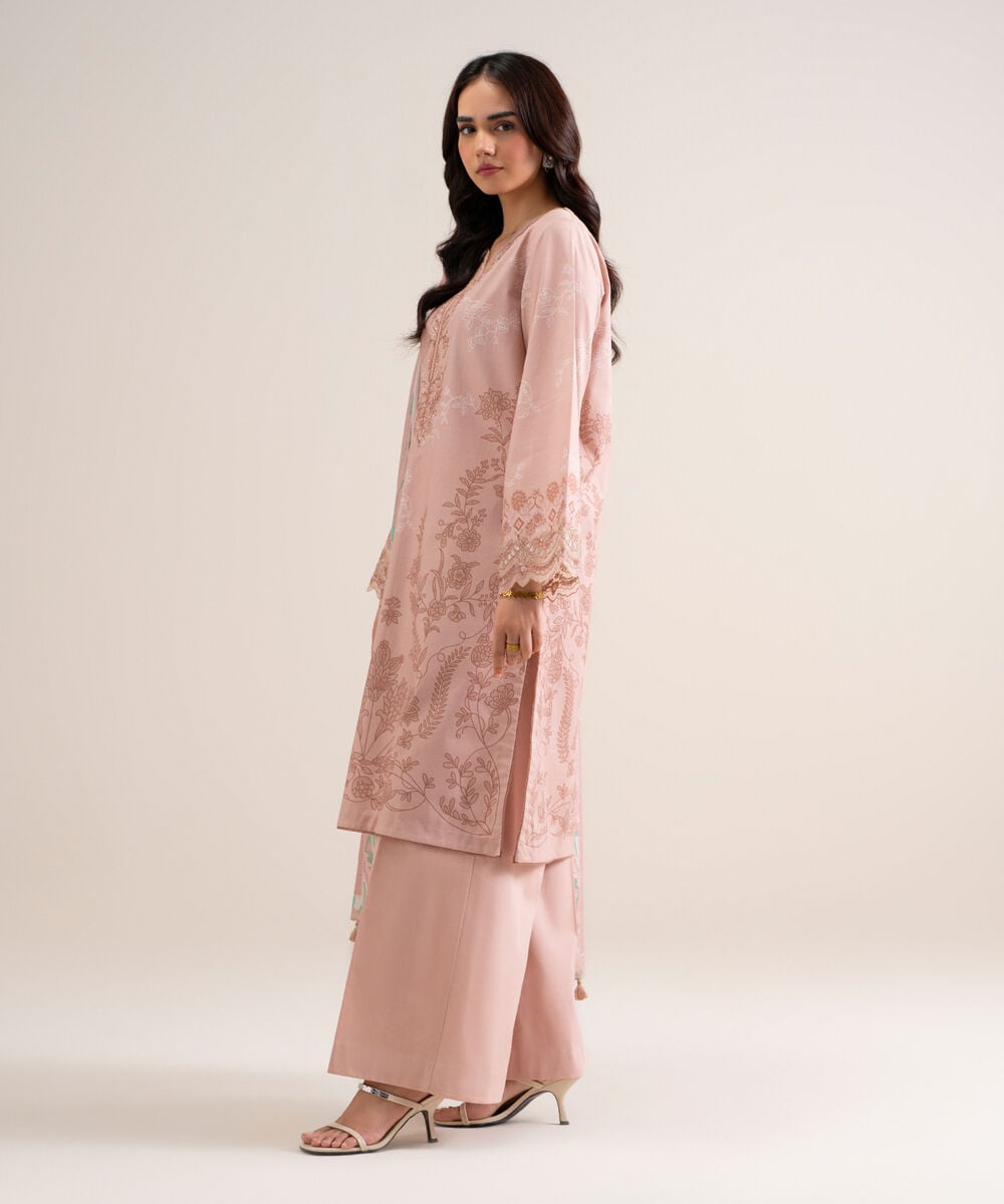3 Piece - Embroidered Cotton Suit — Sapphire view 3