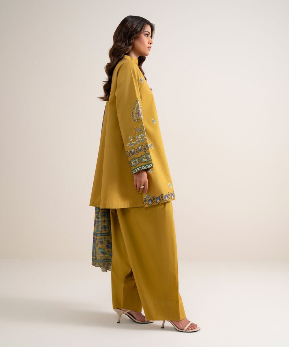 3 Piece - Embroidered Cotton Suit โ Sapphire view 3