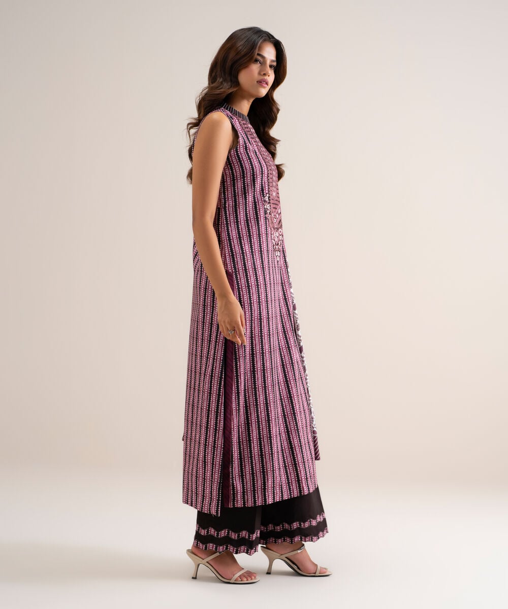 3 Piece - Embroidered Linen Suit — Sapphire view 3
