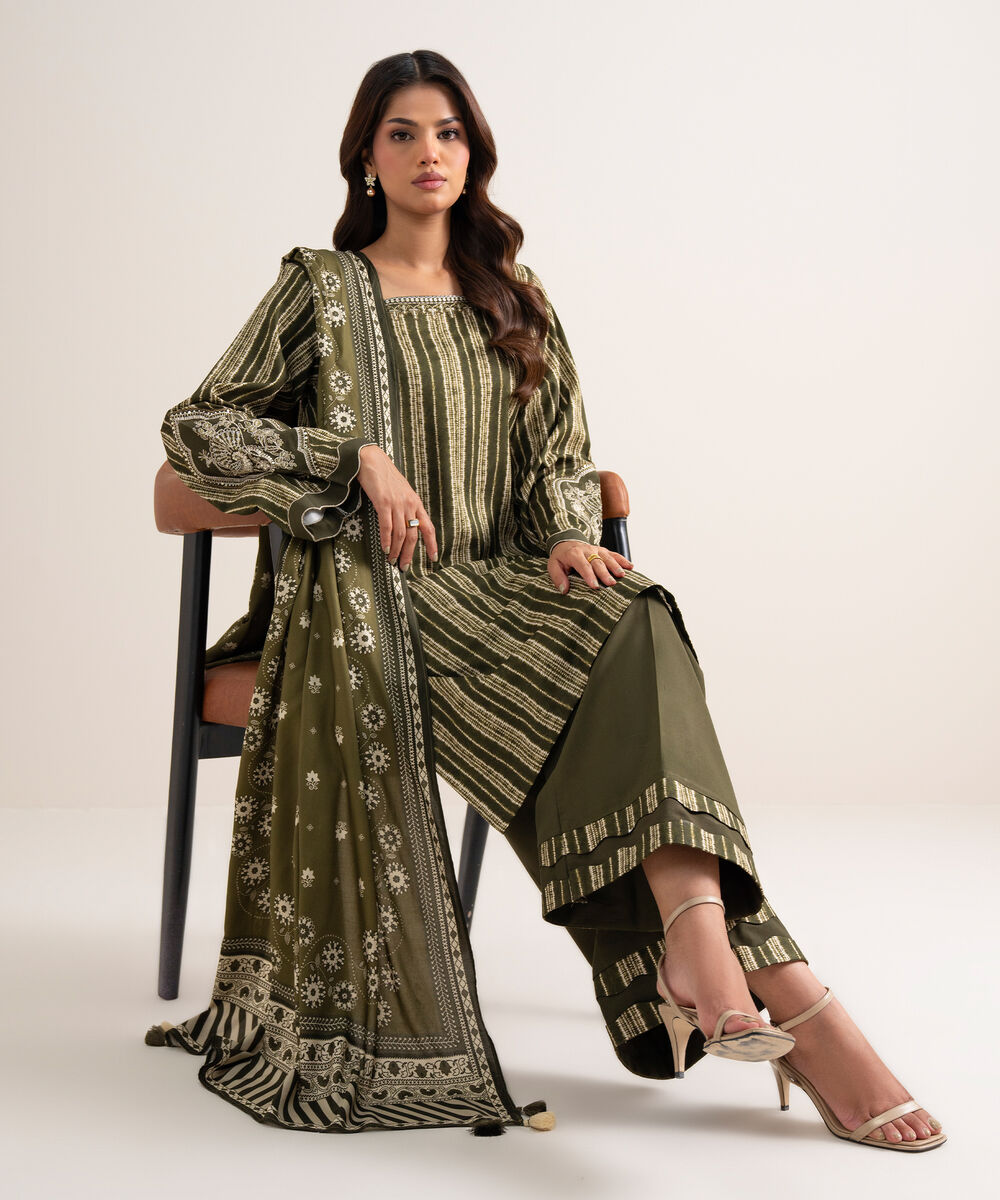 3 Piece - Embroidered Linen Suit — Sapphire view 3