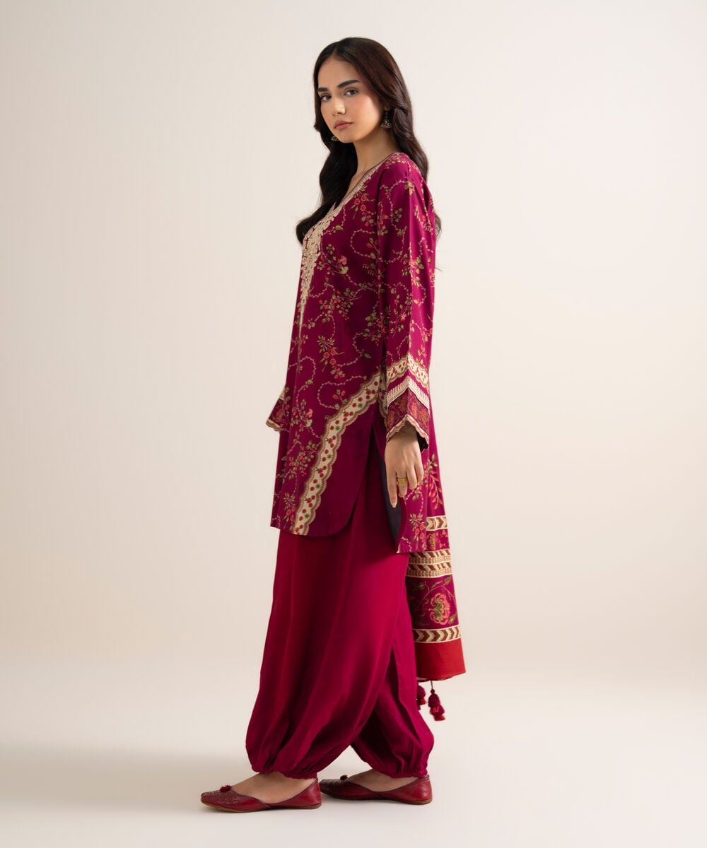 3 Piece - Embroidered Cotton Viscose Suit โ Sapphire view 3