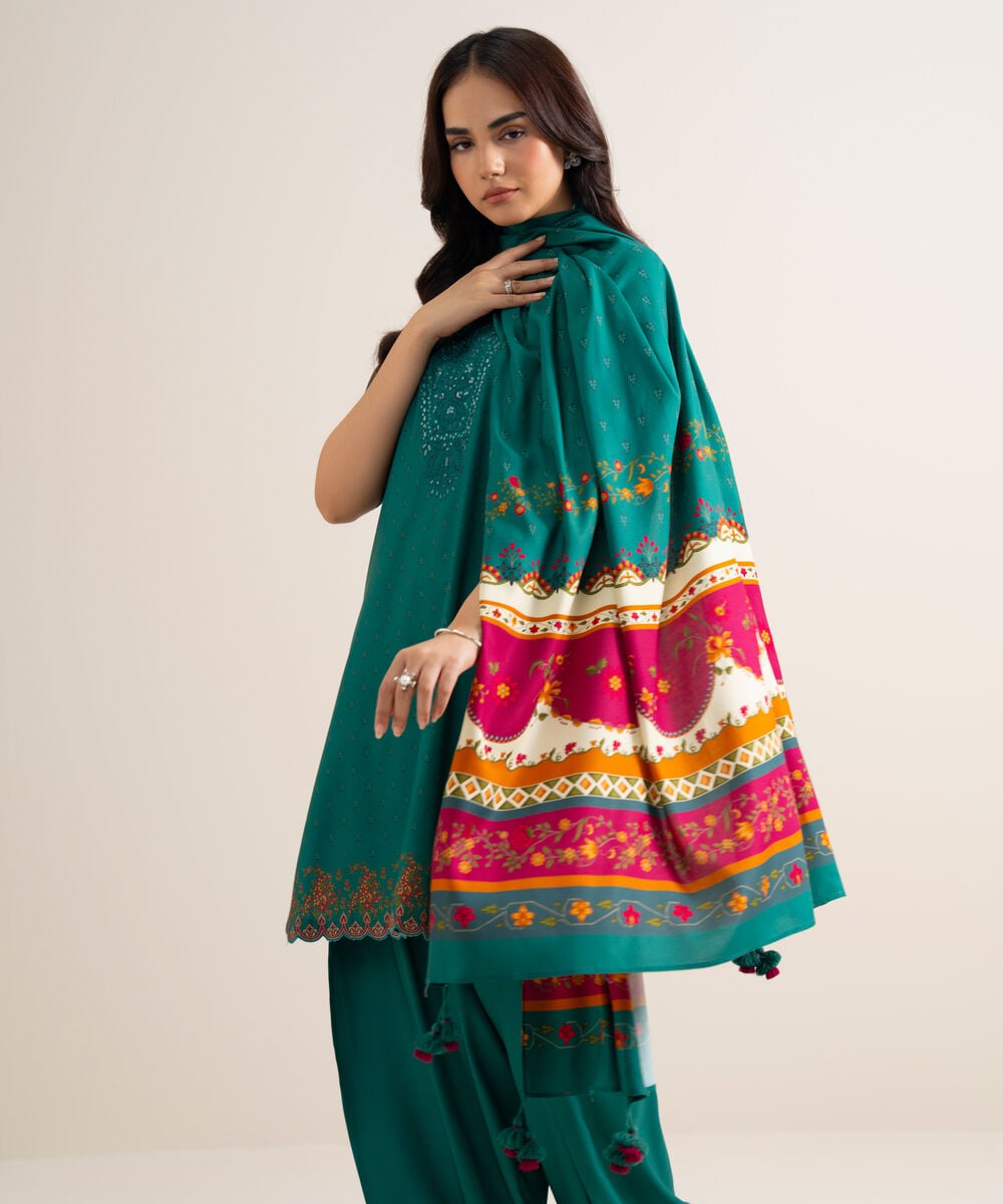 3 Piece - Embroidered Linen Suit — Sapphire view 3