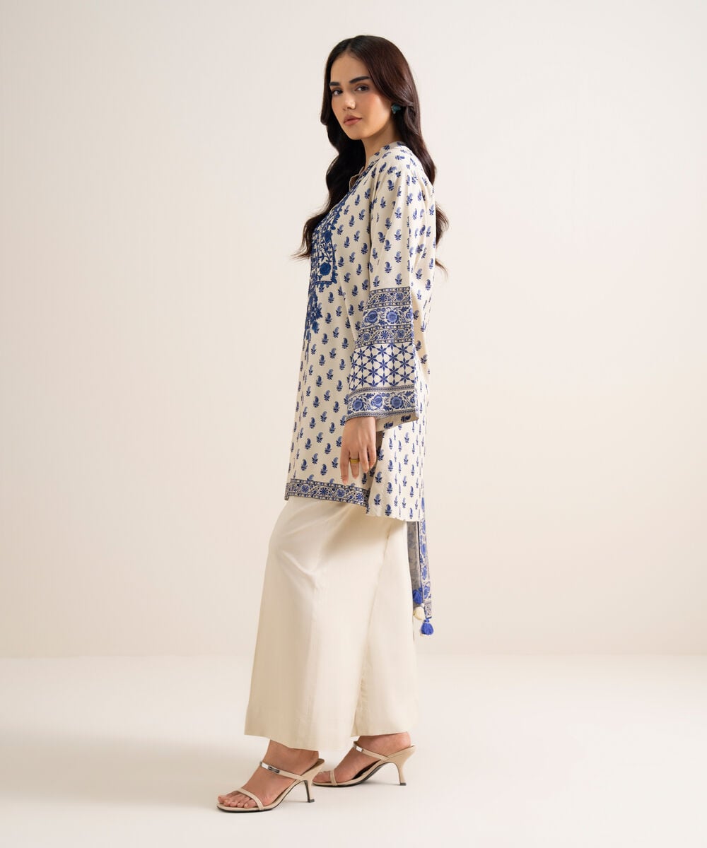3 Piece - Embroidered Linen Suit โ Sapphire view 3