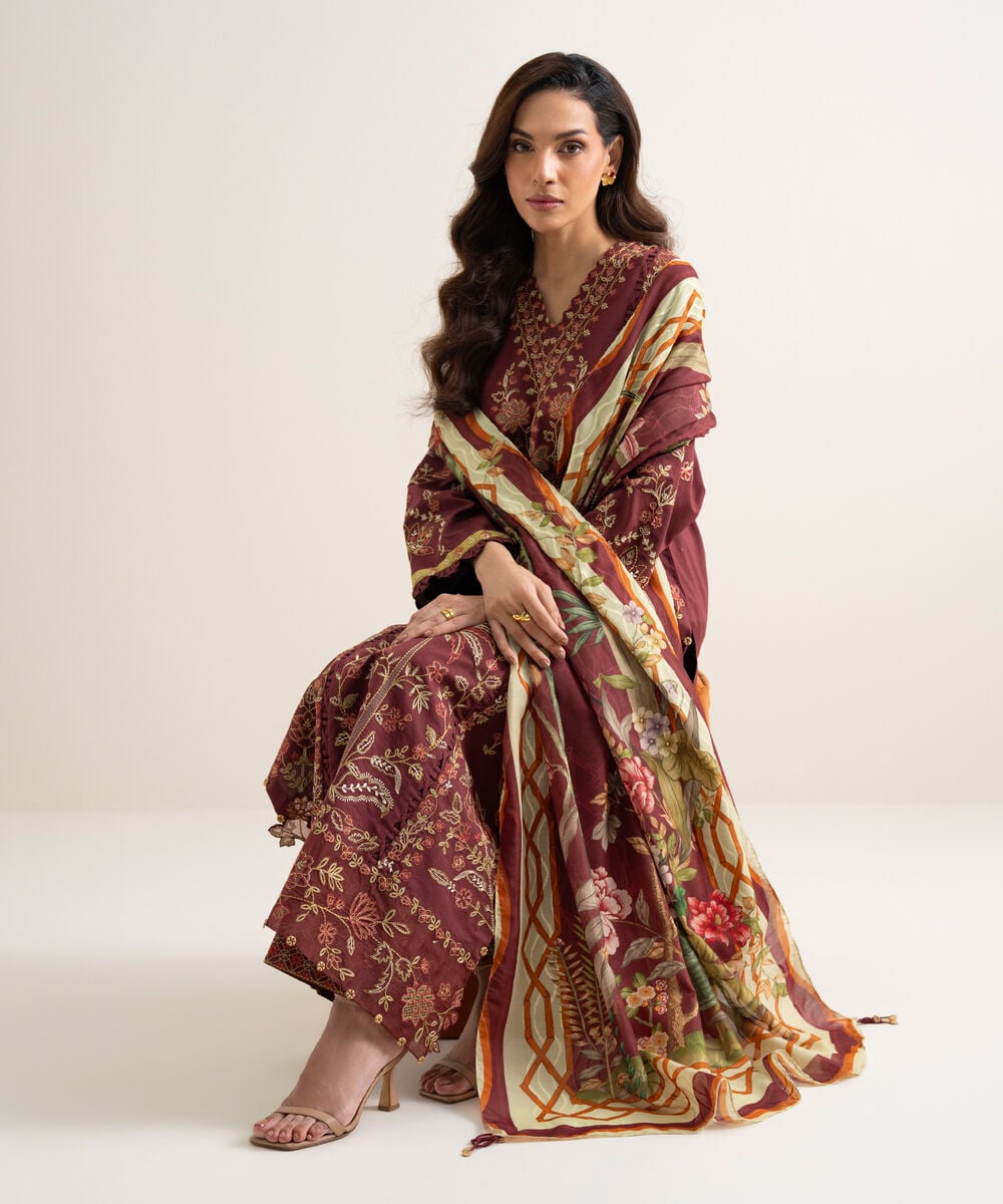 3 Piece - Embroidered Lawn Suit — Sapphire