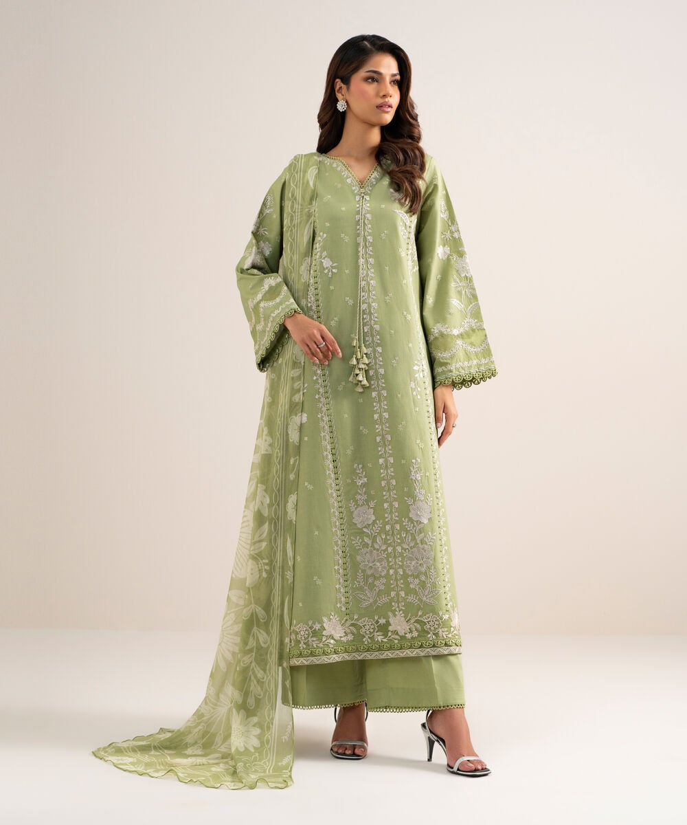 3 Piece - Embroidered Lawn Suit โ Sapphire view 3