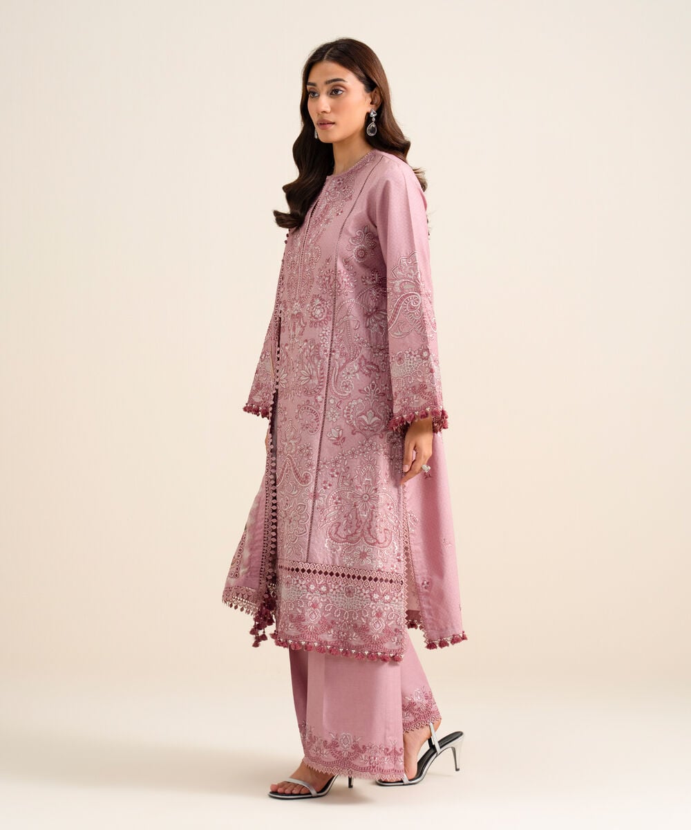 3 Piece - Embroidered Dobby Suit โ Sapphire view 3