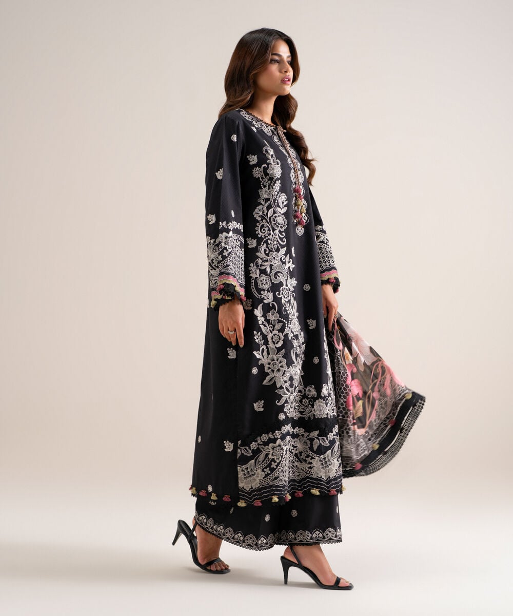 3 Piece - Embroidered Dobby Suit โ Sapphire view 3