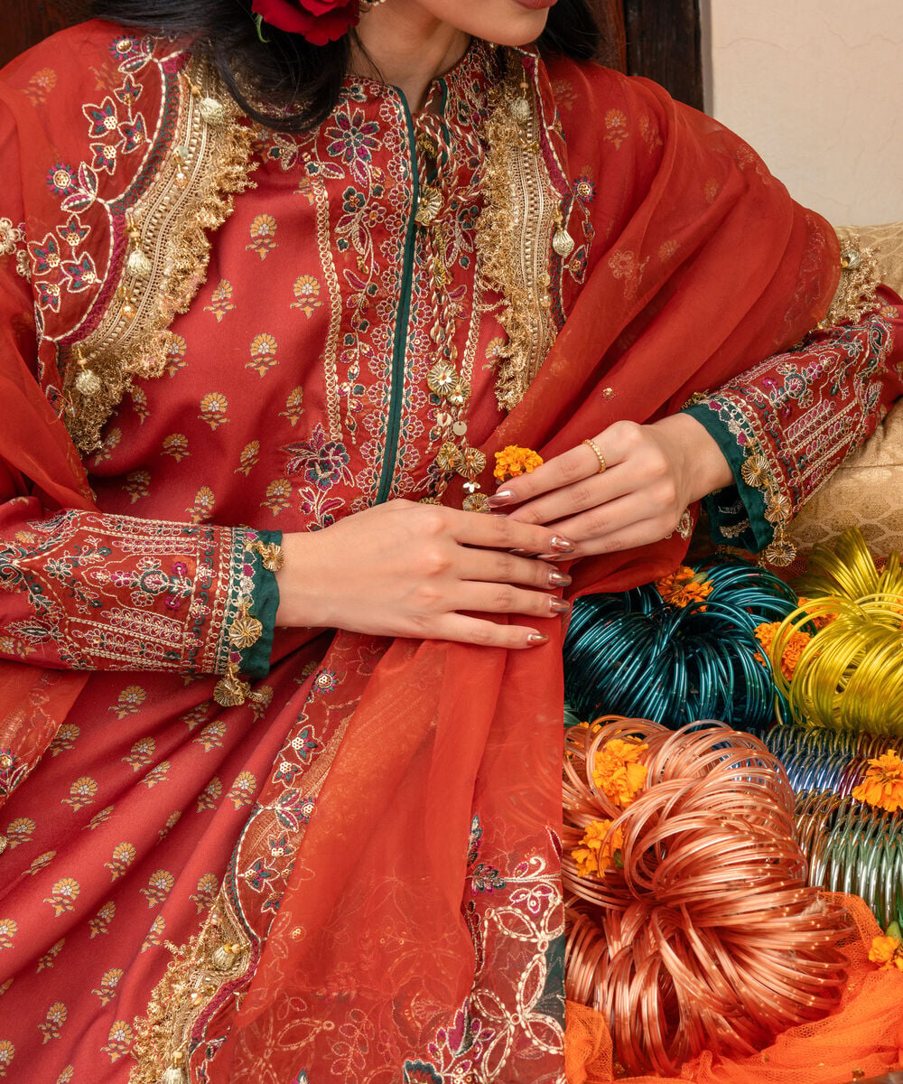 3 Piece - Embroidered Silk Suit โ Sapphire view 3