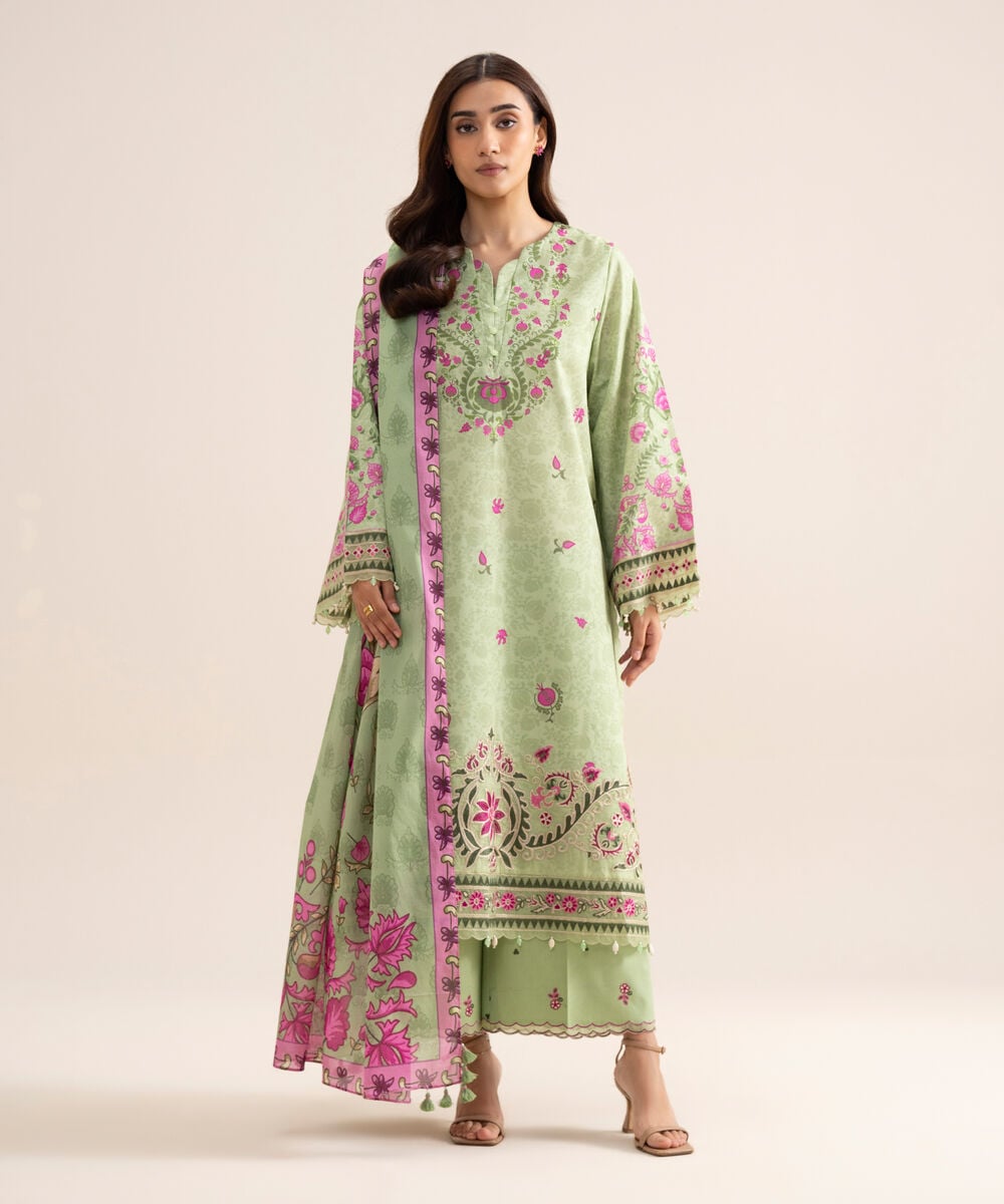 3 Piece - Embroidered Lawn Suit — Sapphire