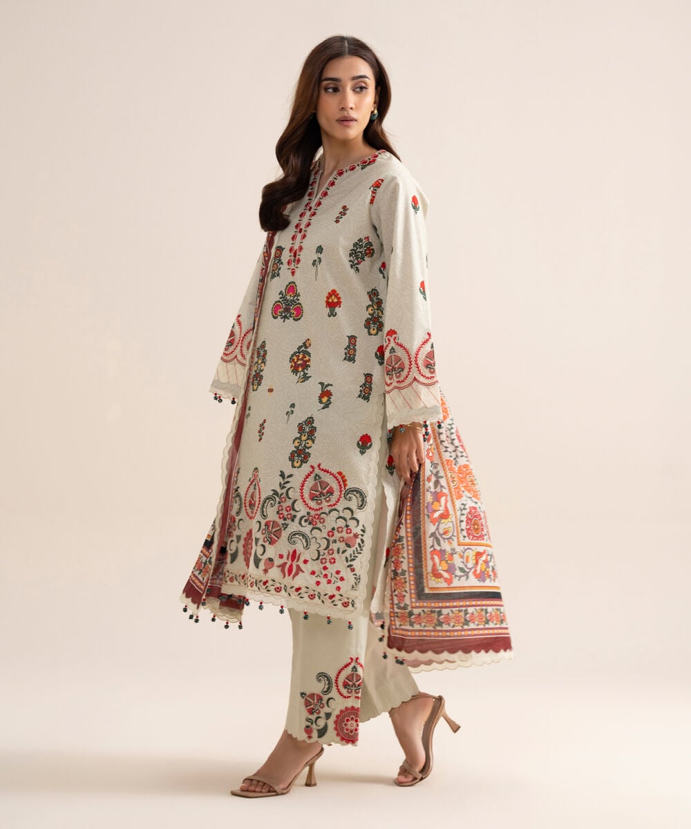 3 Piece - Embroidered Lawn Suit — Sapphire