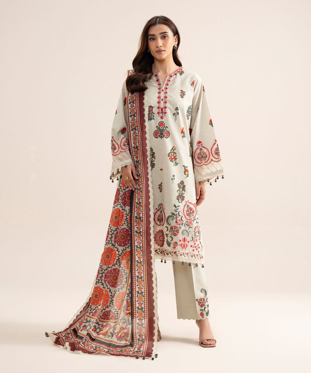 3 Piece - Embroidered Lawn Suit โ Sapphire view 3